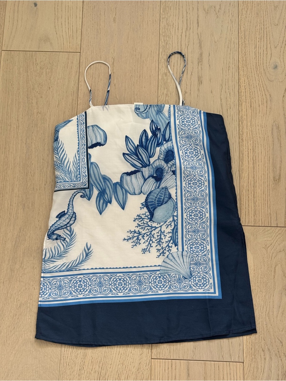 NWT 🔖🤍💙H&M Coastal 🌴Seashell🐚 TENCEL Top & Wide Leg Pants Set XS - Picture 9 of 11